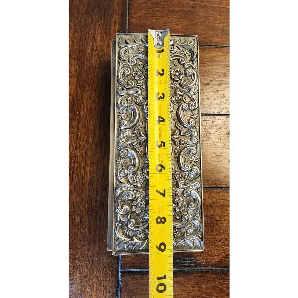 Vintage Godinger Silver Plated Jewelry Box 1992 Baroque Floral Design 9